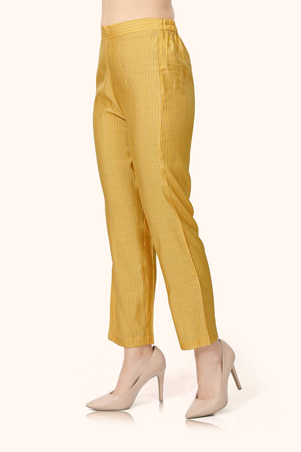 Yellow Poly Chanderi Straight Suit Set PKSKD1086  Ahika