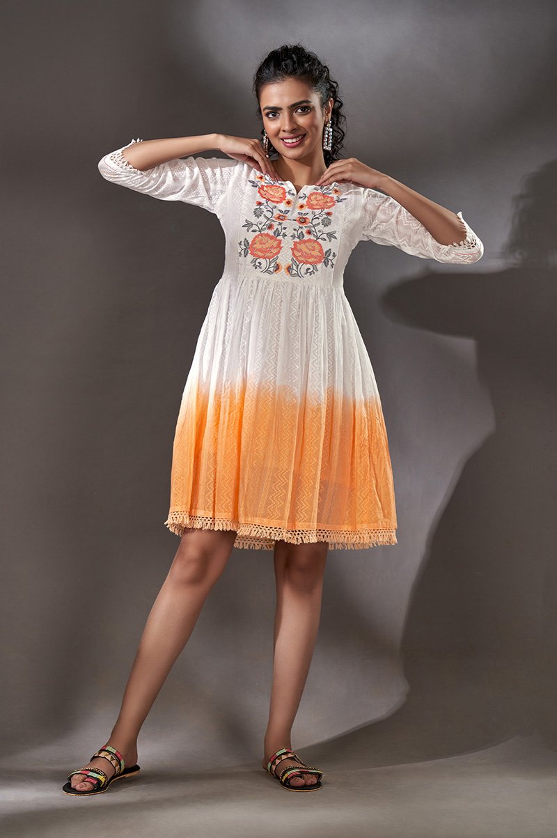 orange-and-white-a-line-dress