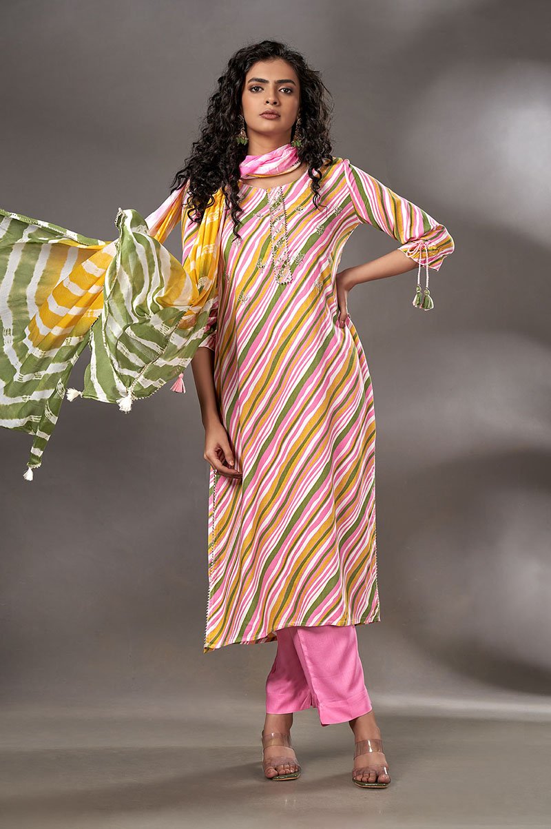 women-latest-rayon-multicolor-leheriya-printed-salwar-suit-pink