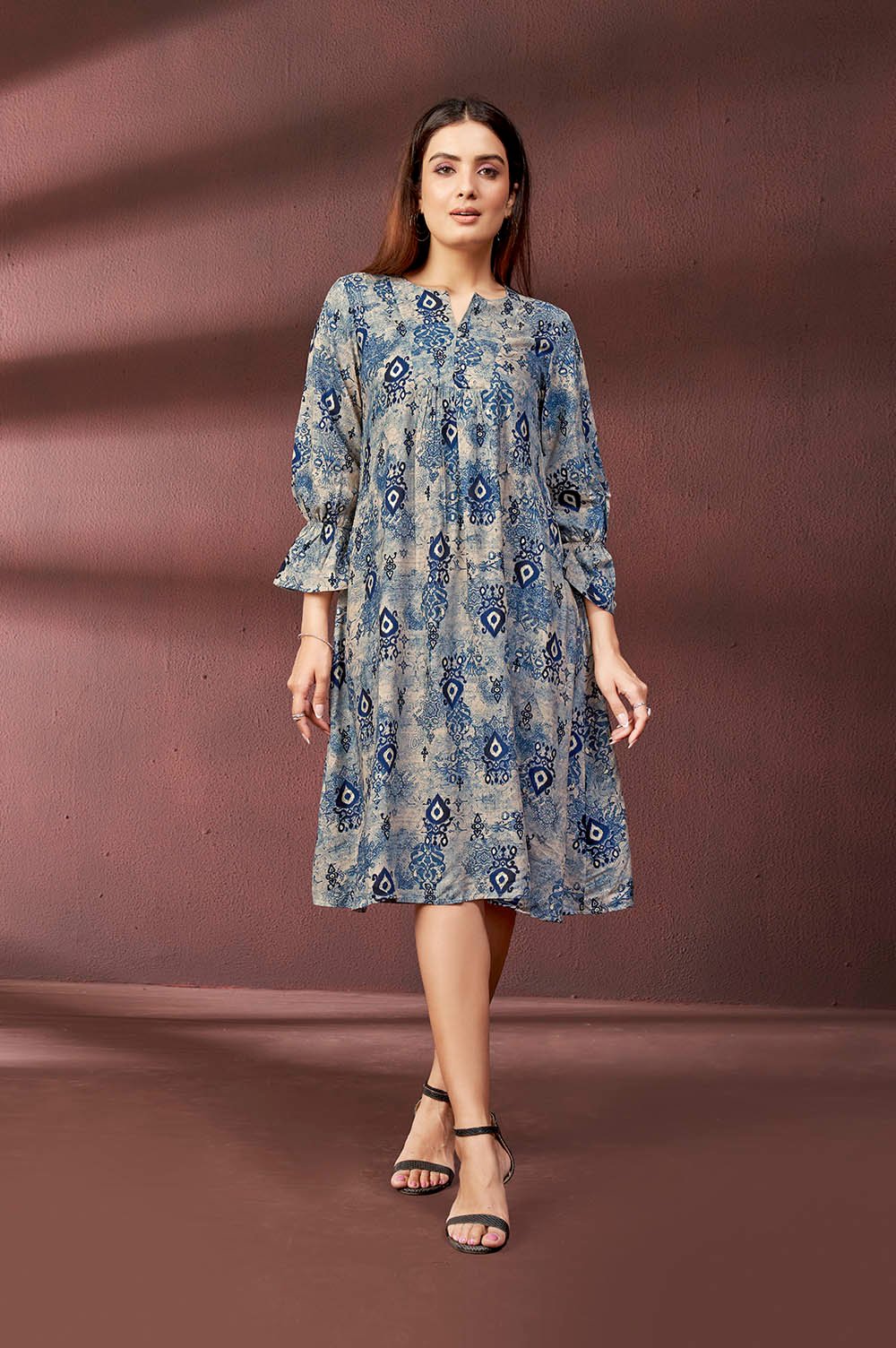 blue-kurta-style-printed-dress