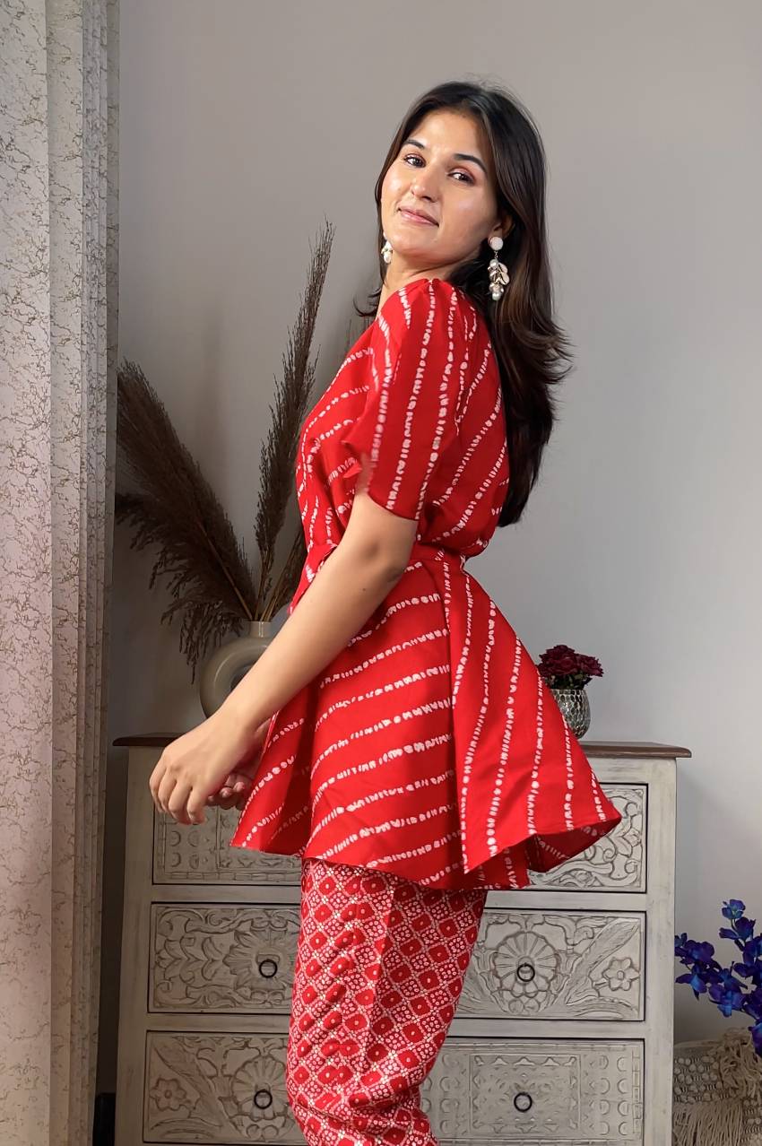 red-modal-chanderi-foil-co-ord-influencer-style-influencers-style