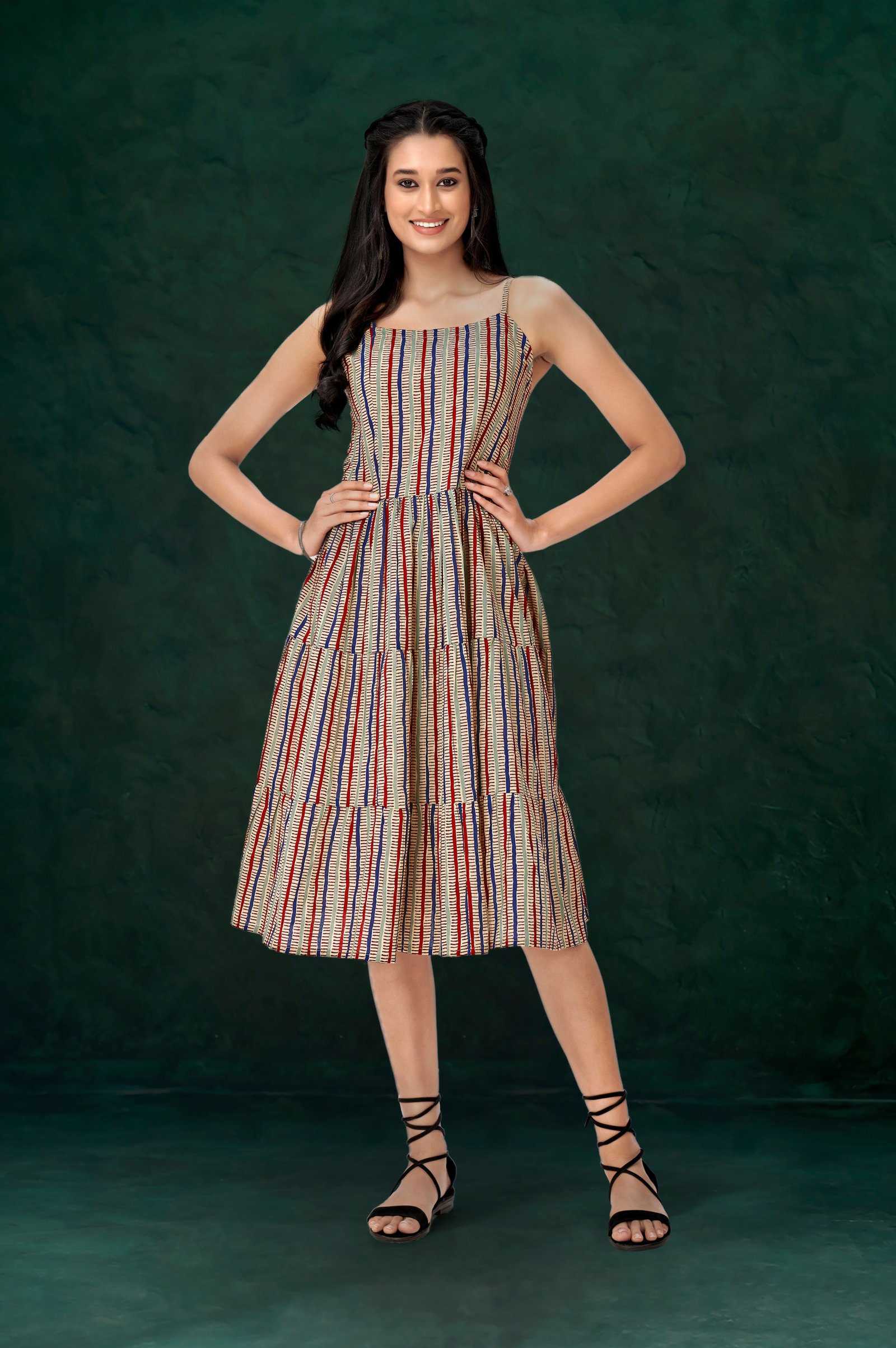 vertically-aztec-print-multicolor-maxi-dress