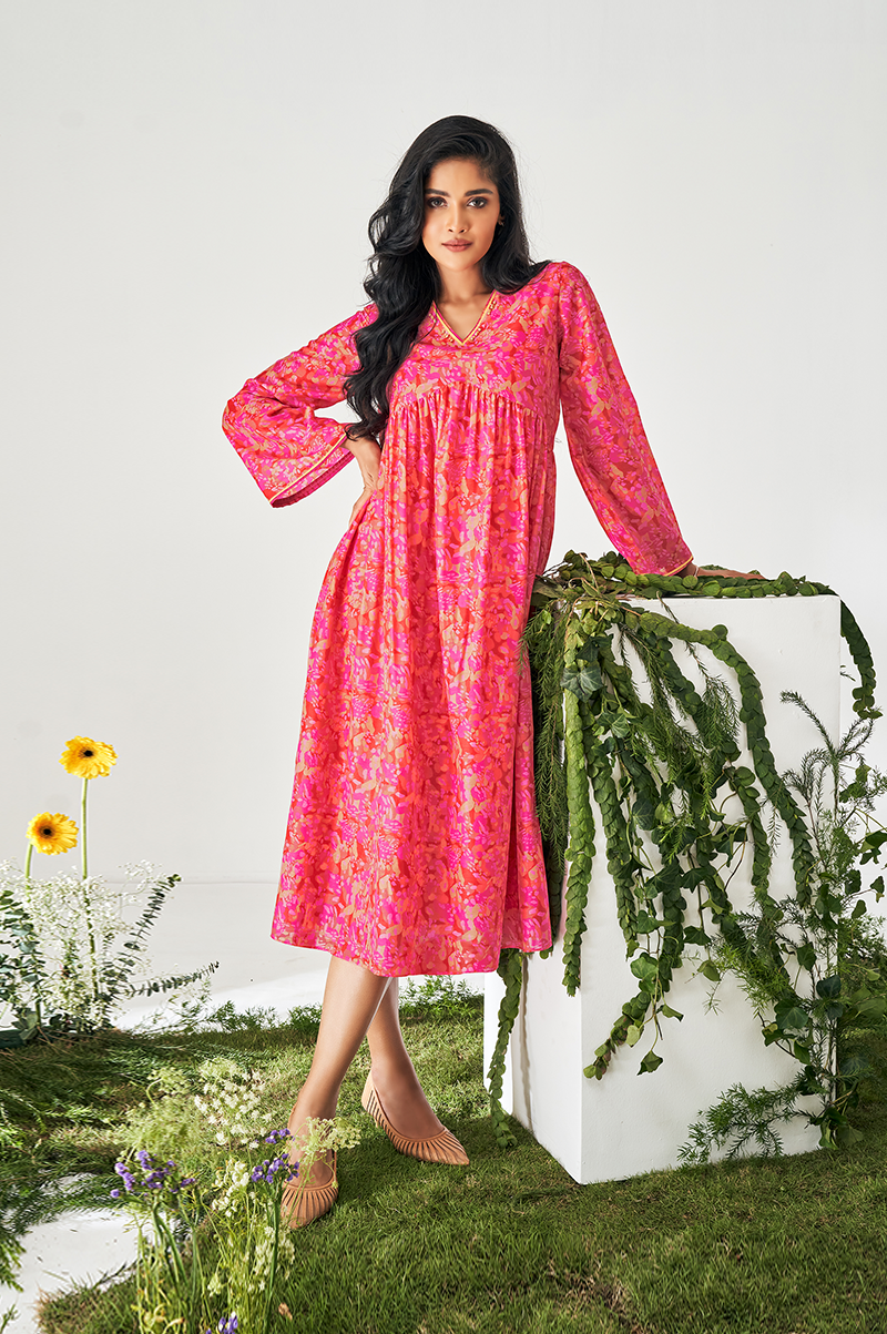 bright-pink-muslin-digital-floral-printed-dress