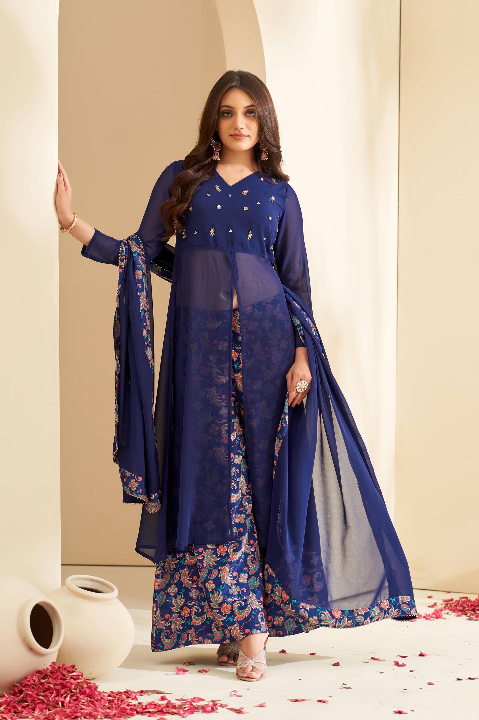 navy-blue-floral-embroidered-v-neck-a-line-kurta-with-palazzos-dupatta