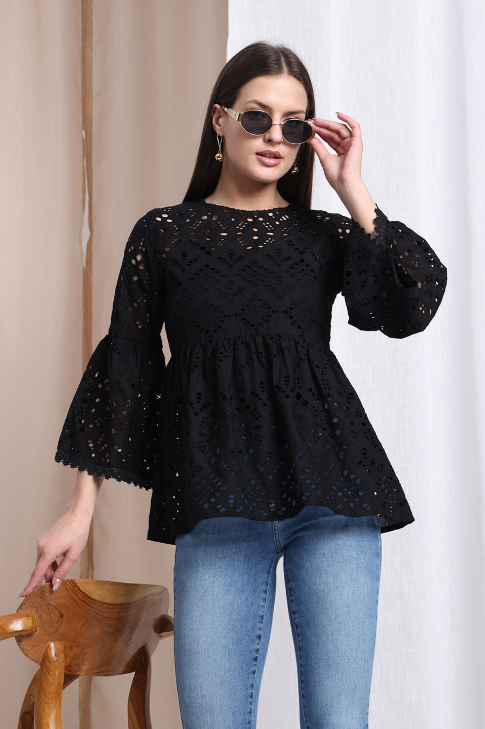 black-mal-cotton-schiffli-self-design-top