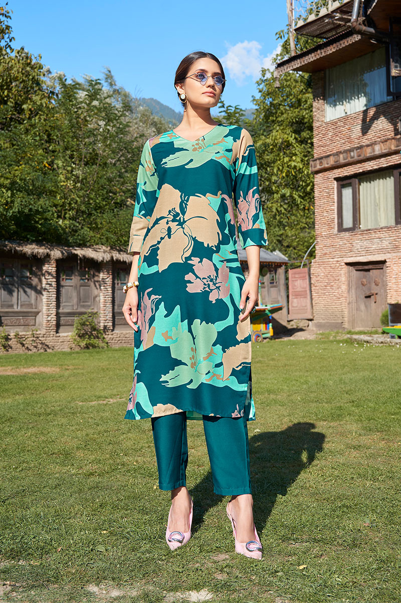 turquoise-blue-floral-printed-pure-cotton-kurta-with-trouser