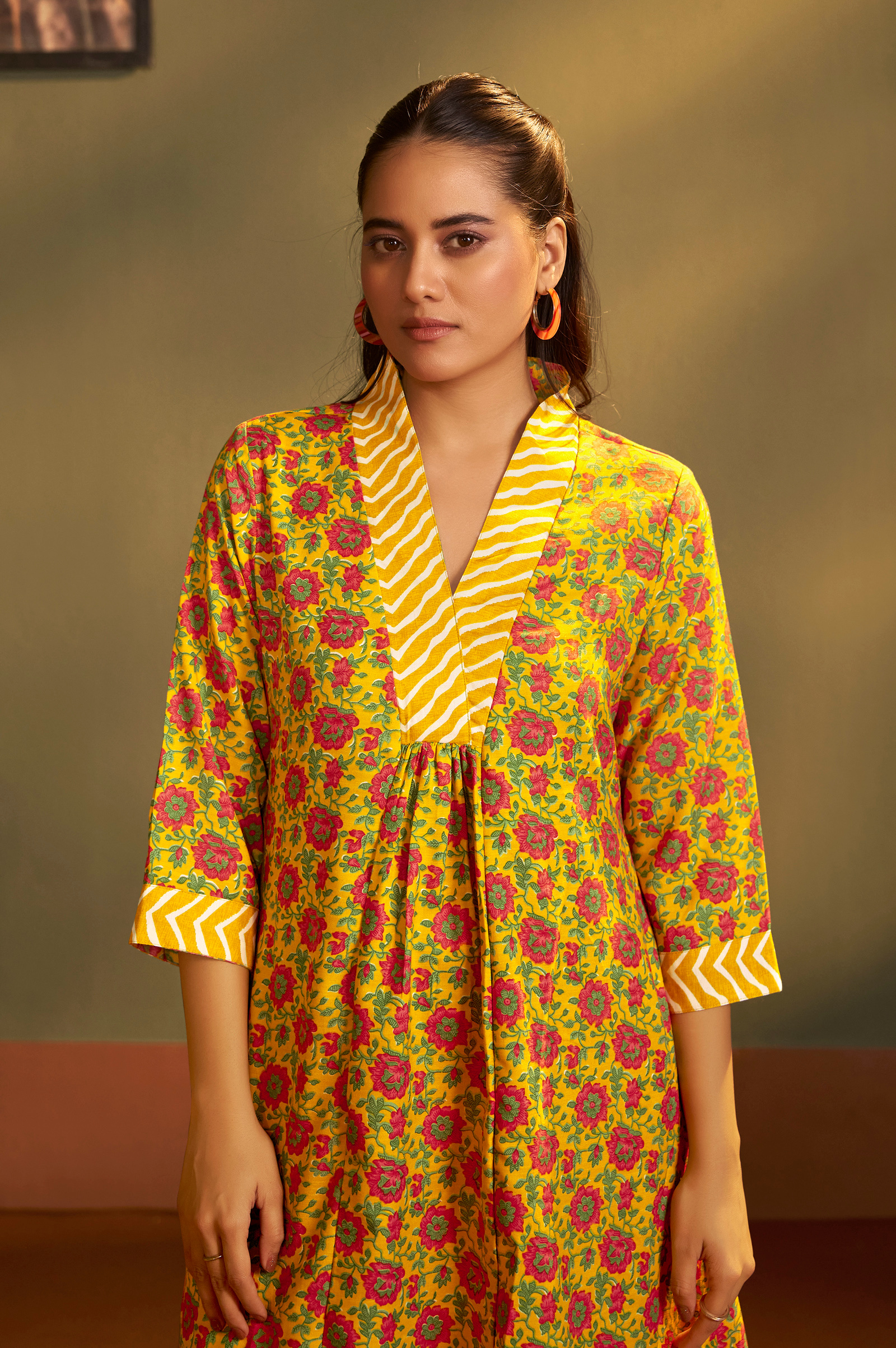 womens-yellow-cotton-blend-printed-straight-kurta-with-printed-pant-chanderi-printed-dupatta