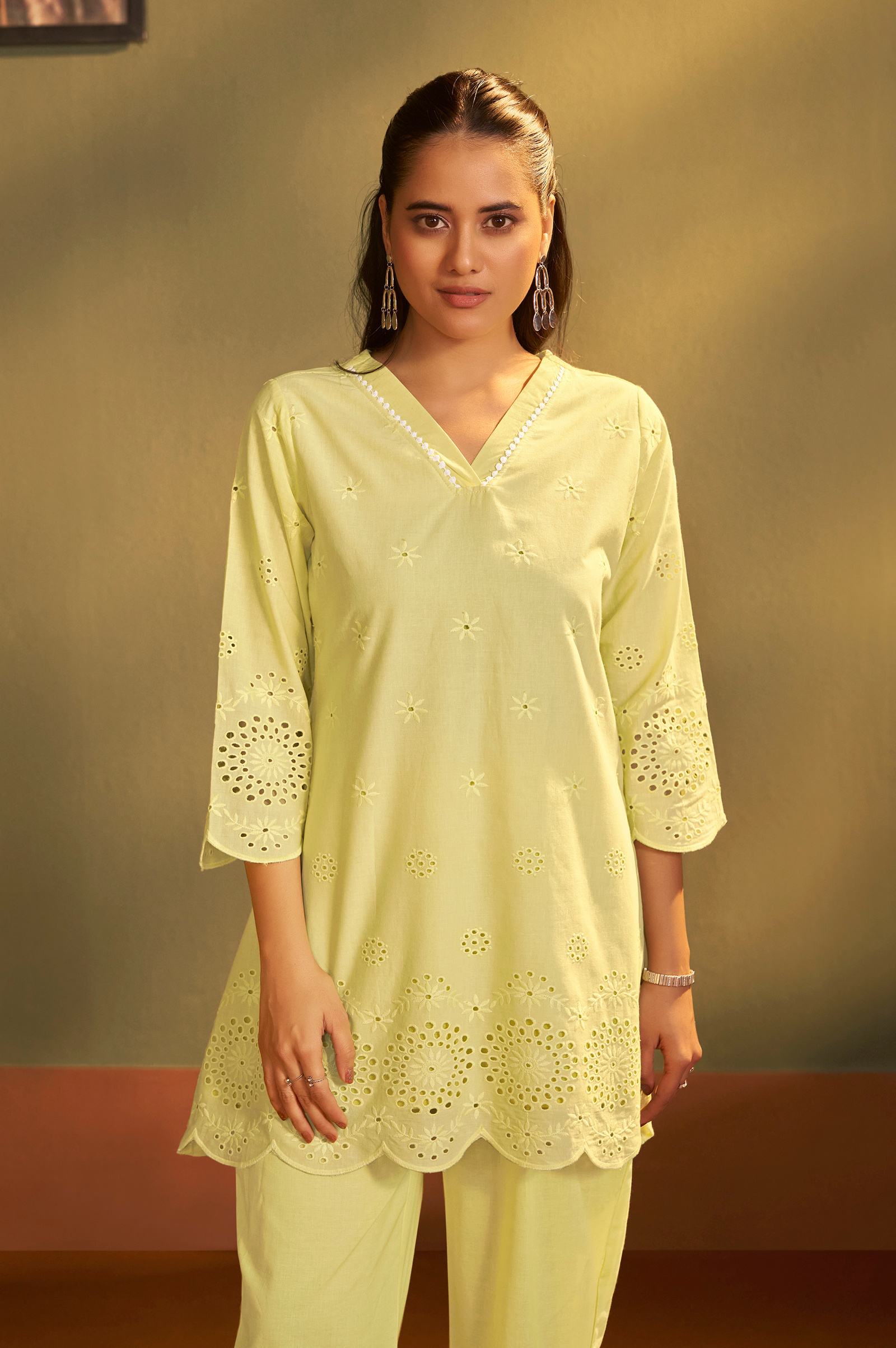 womens-pure-cotton-yellow-schiffli-co-ord-set