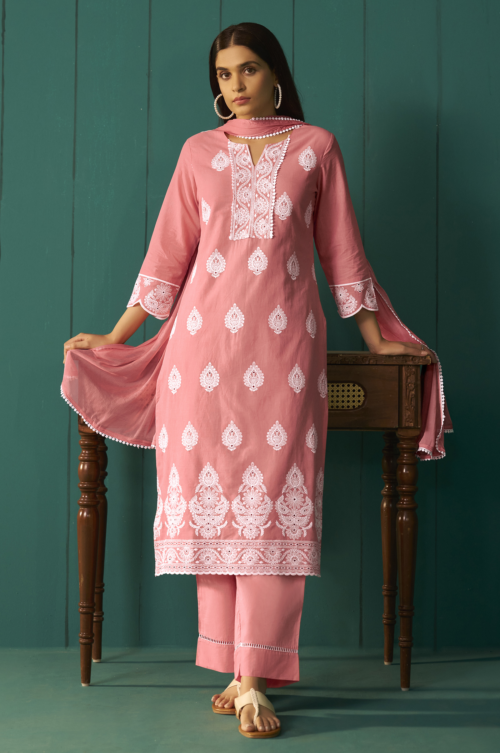 orange-pure-cotton-schiffli-embroidered-straight-kurta-set-dupatta