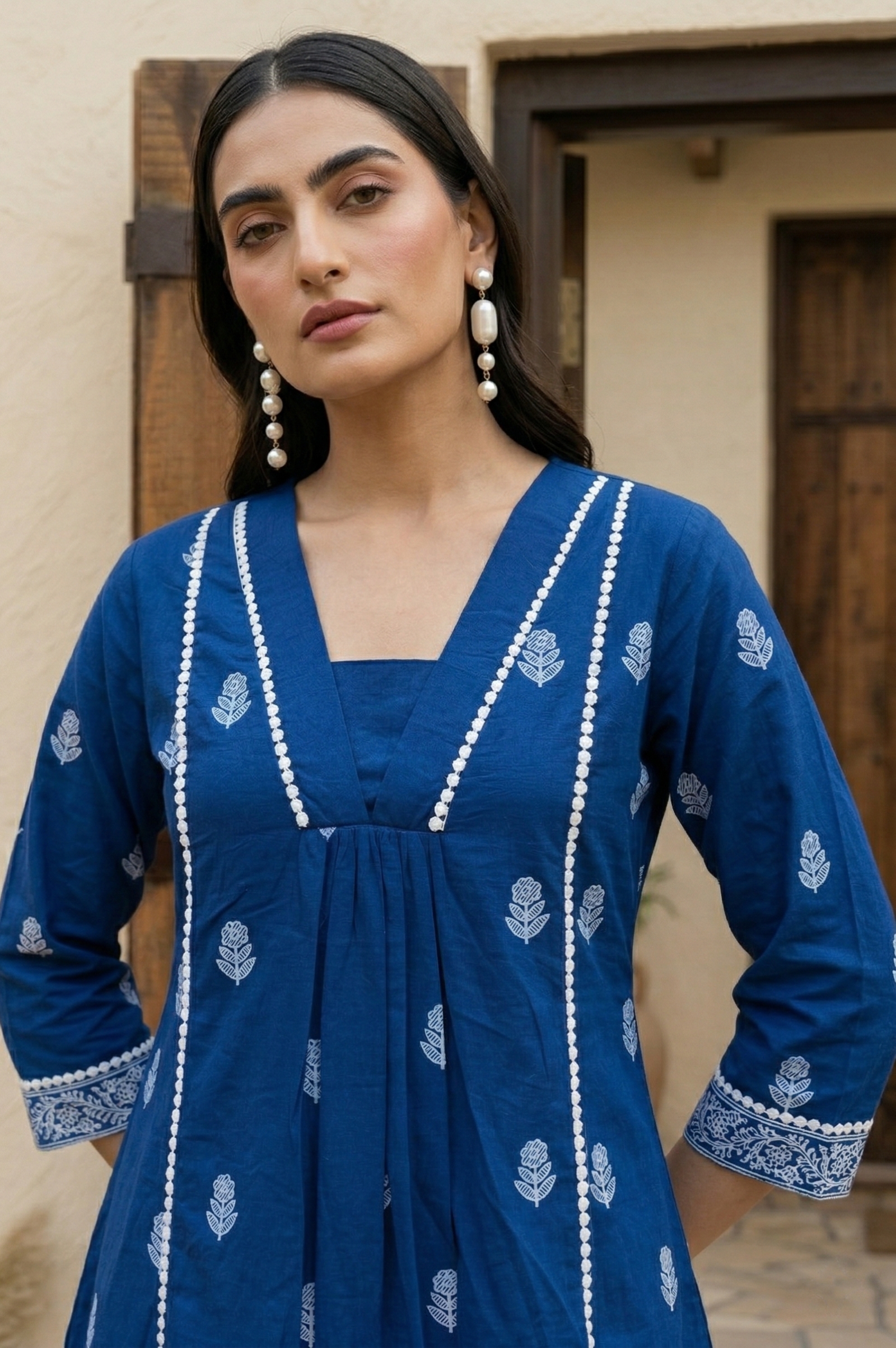 navy-blue-pure-cotton-schiffli-embroidered-fit-flare-co-ord-set