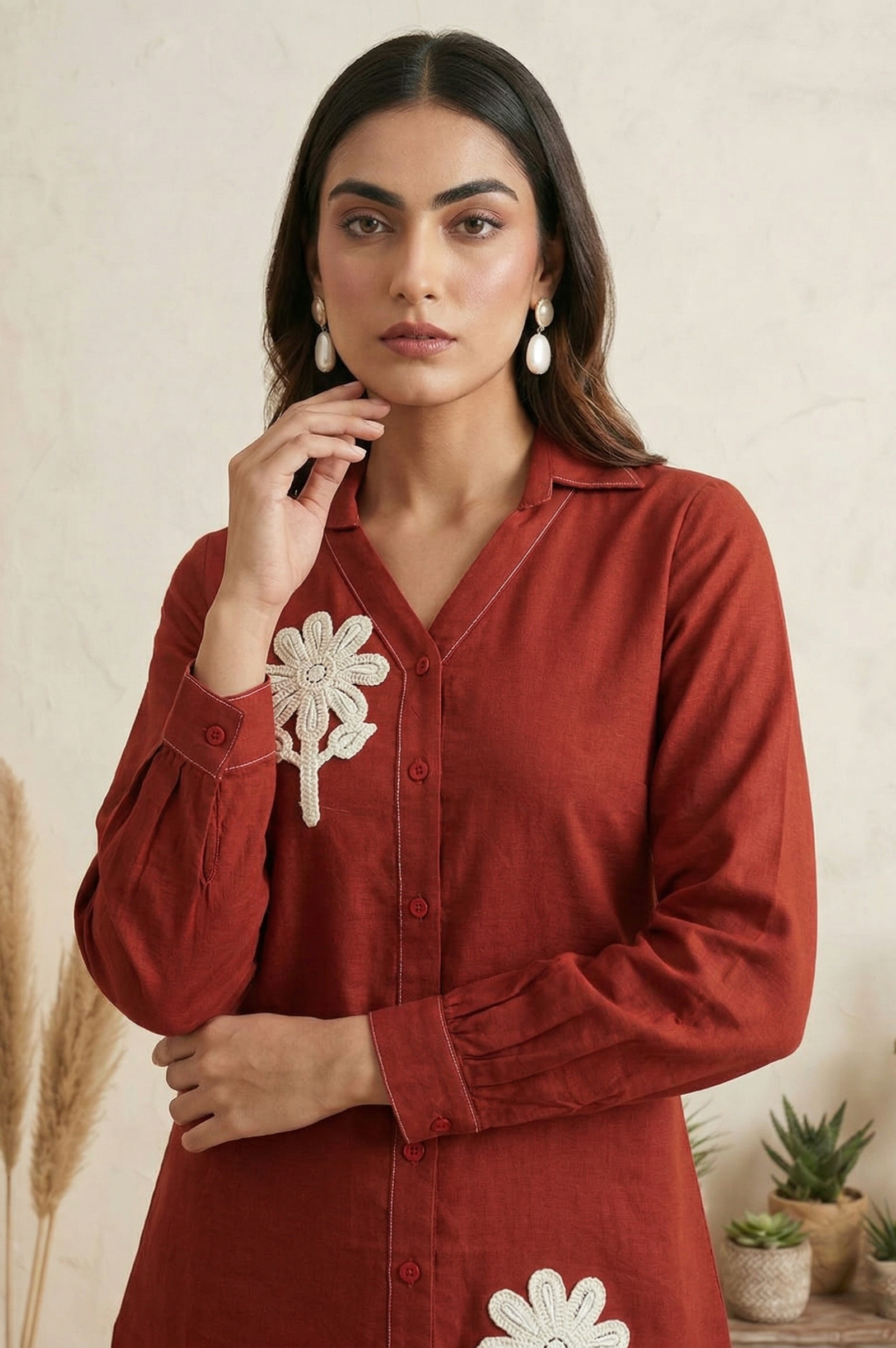 rust-pure-cotton-embroidered-butta-straight-co-ord-set