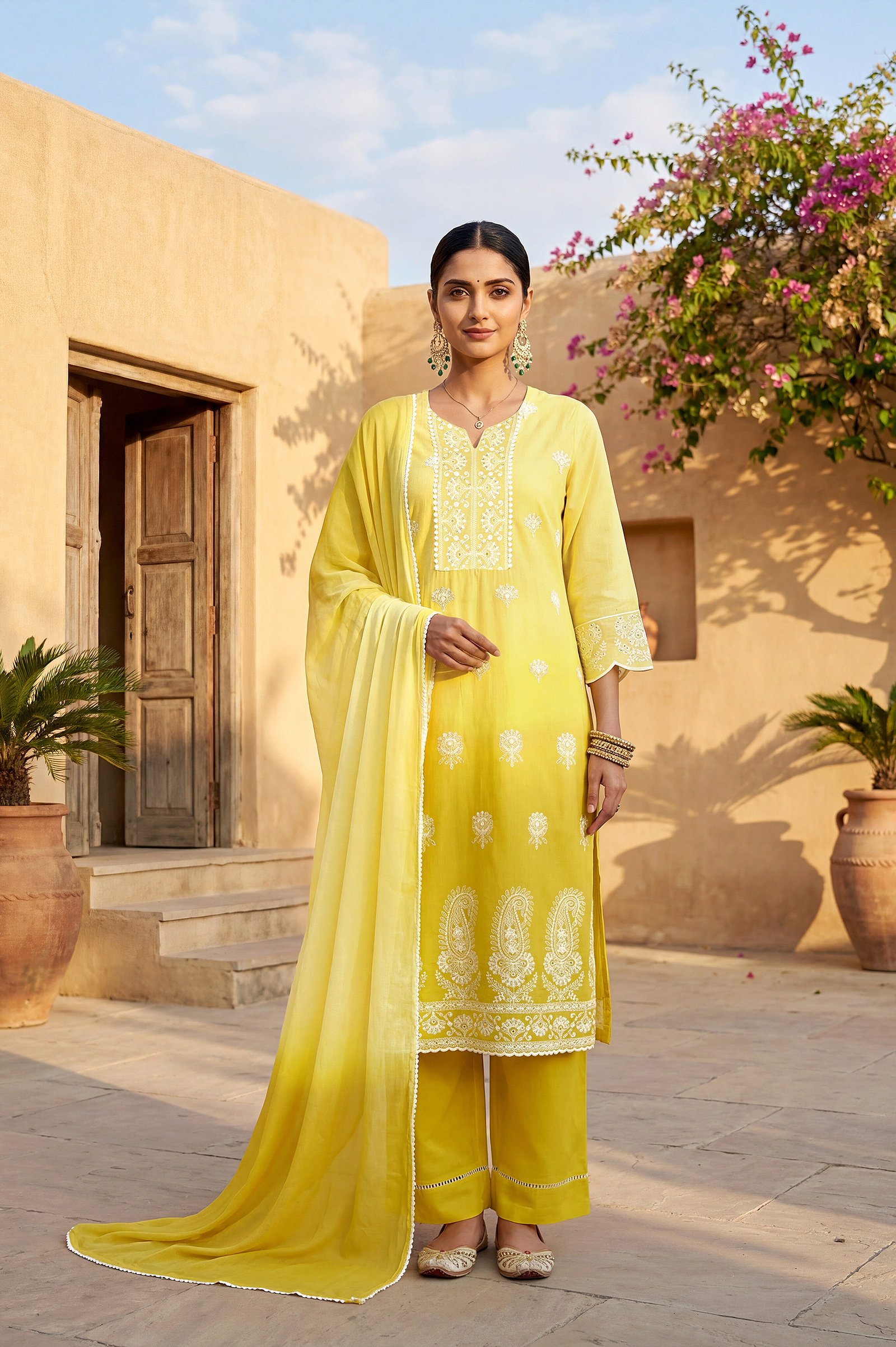 yellow-pure-cotton-schiffli-ombre-embroidered-straight-kurta-set