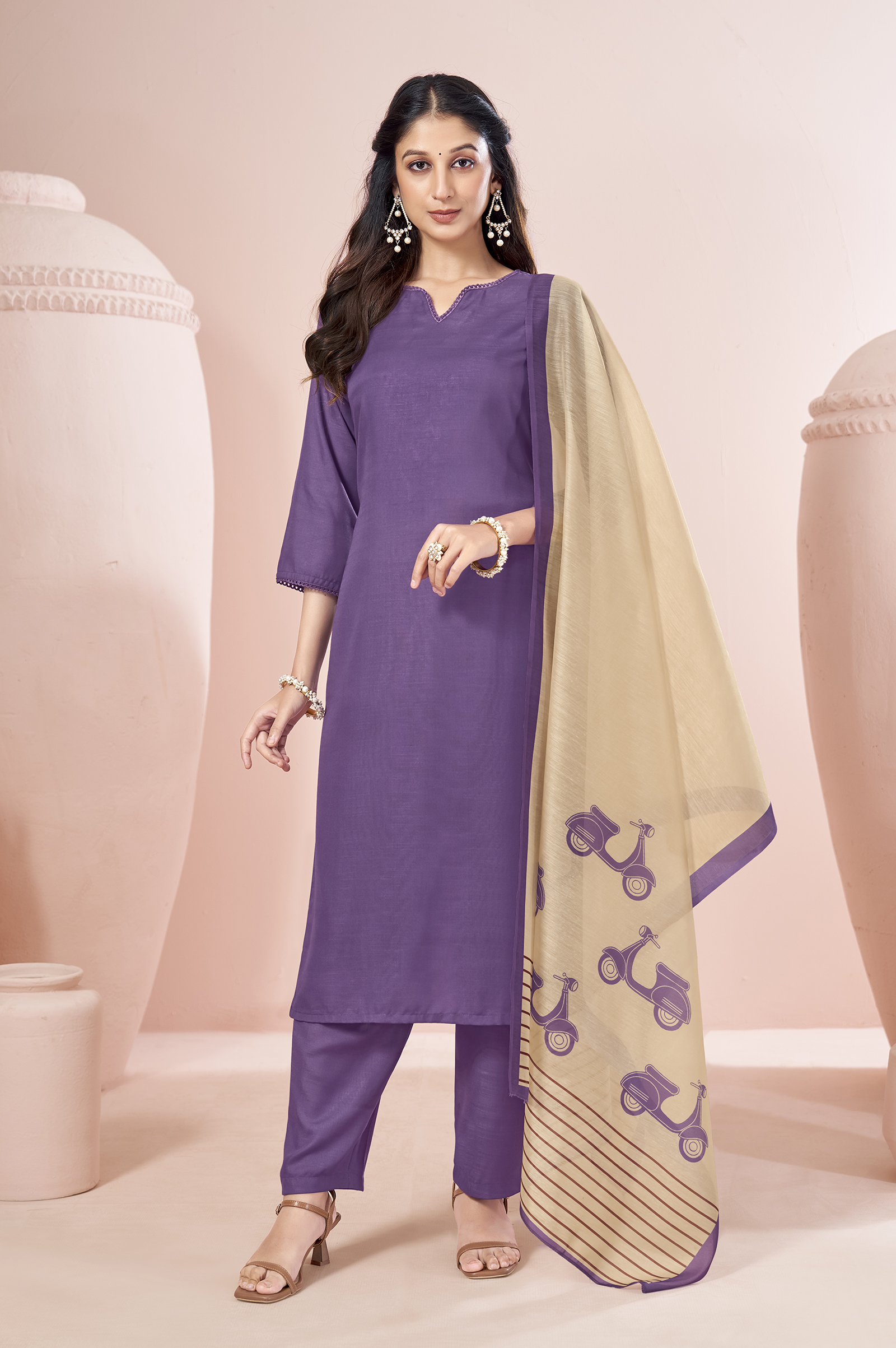 purple-cotton-flared-calf-length-kurta-with-pant-cream-chanderi-printed-dupatta