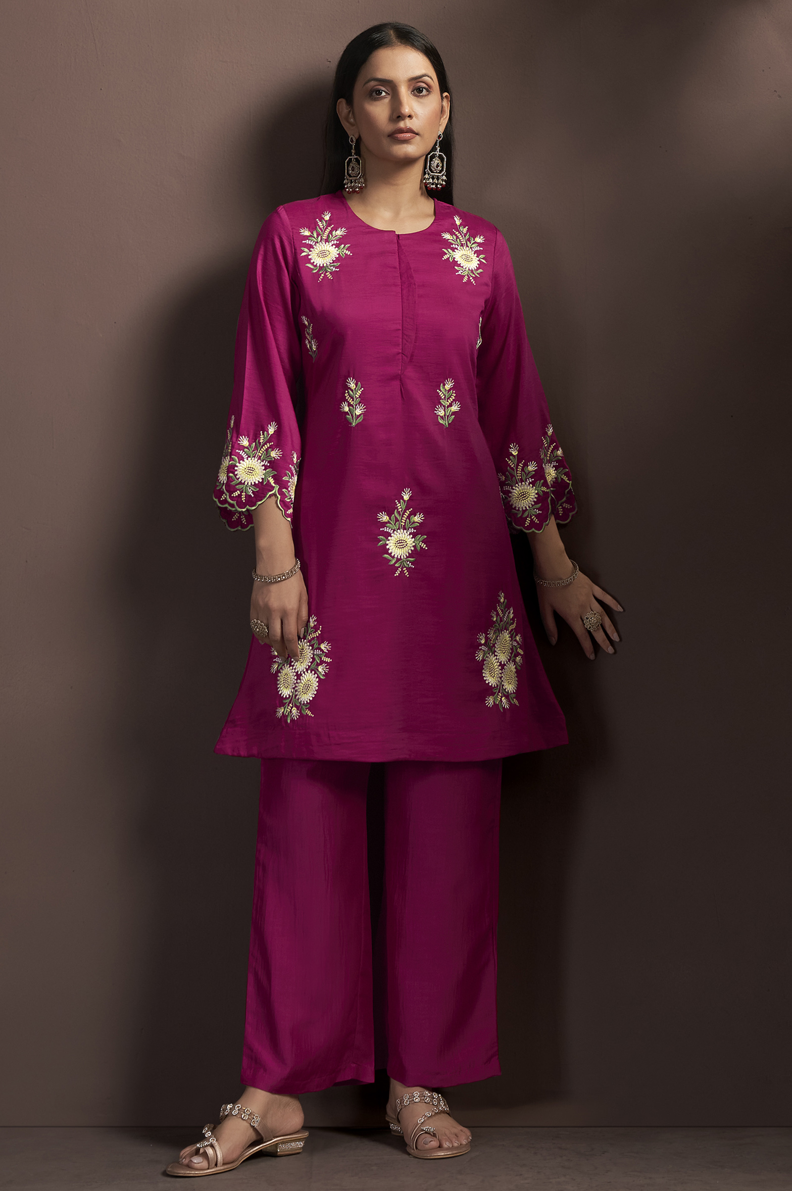 womens-dark-pink-embroidered-roman-silk-co-ord-set