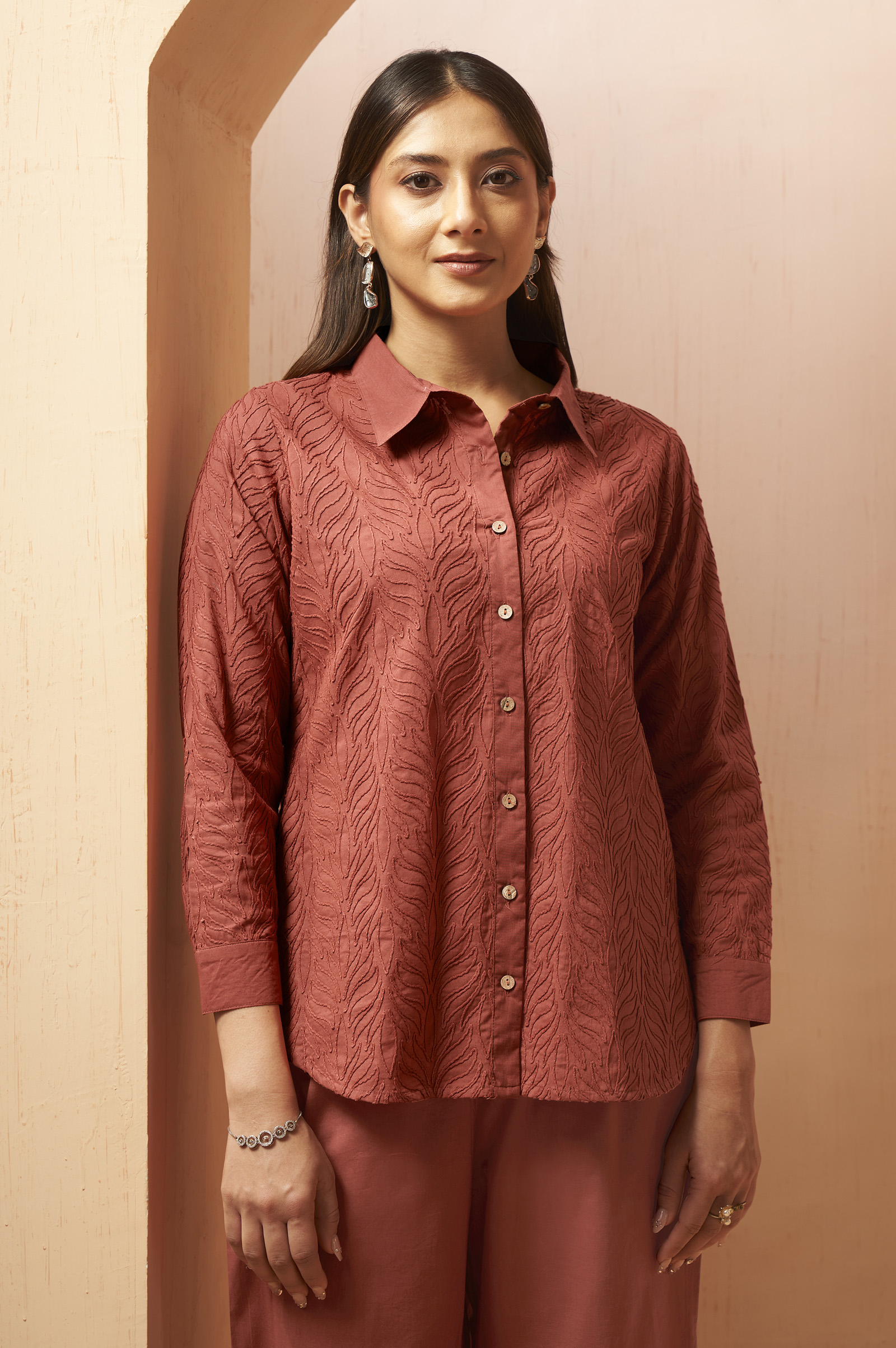 rust-embroidered-cotton-blend-co-ord-set