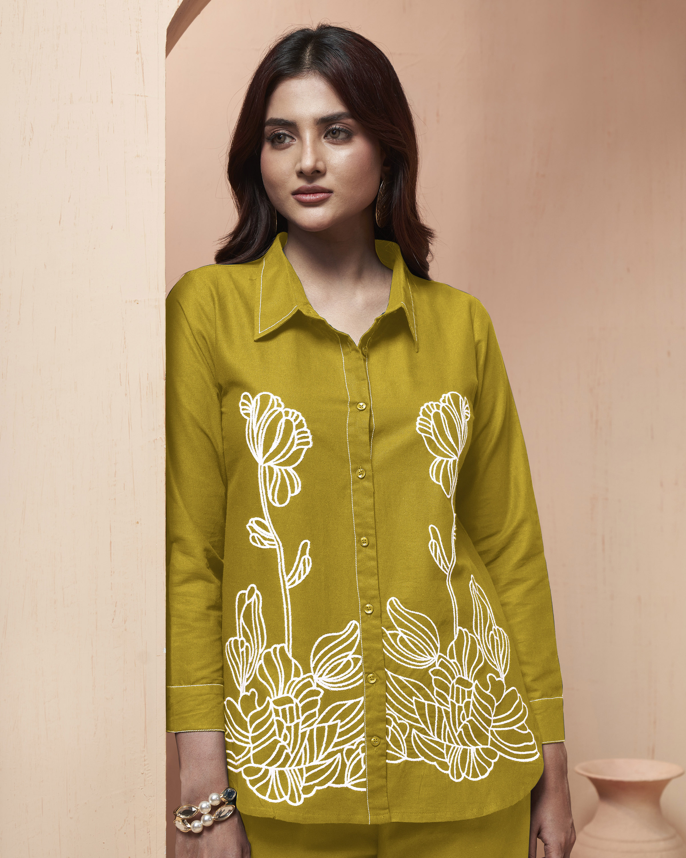 womens-mustard-embroidered-cotton-flex-co-ord-set