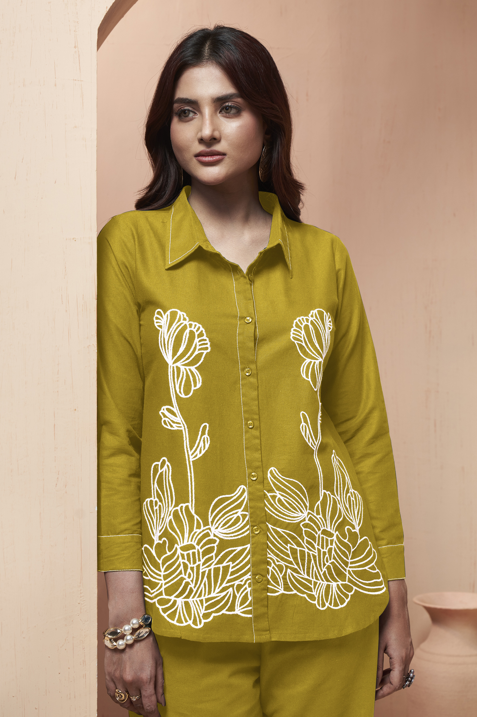 womens-mustard-embroidered-cotton-flex-co-ord-set