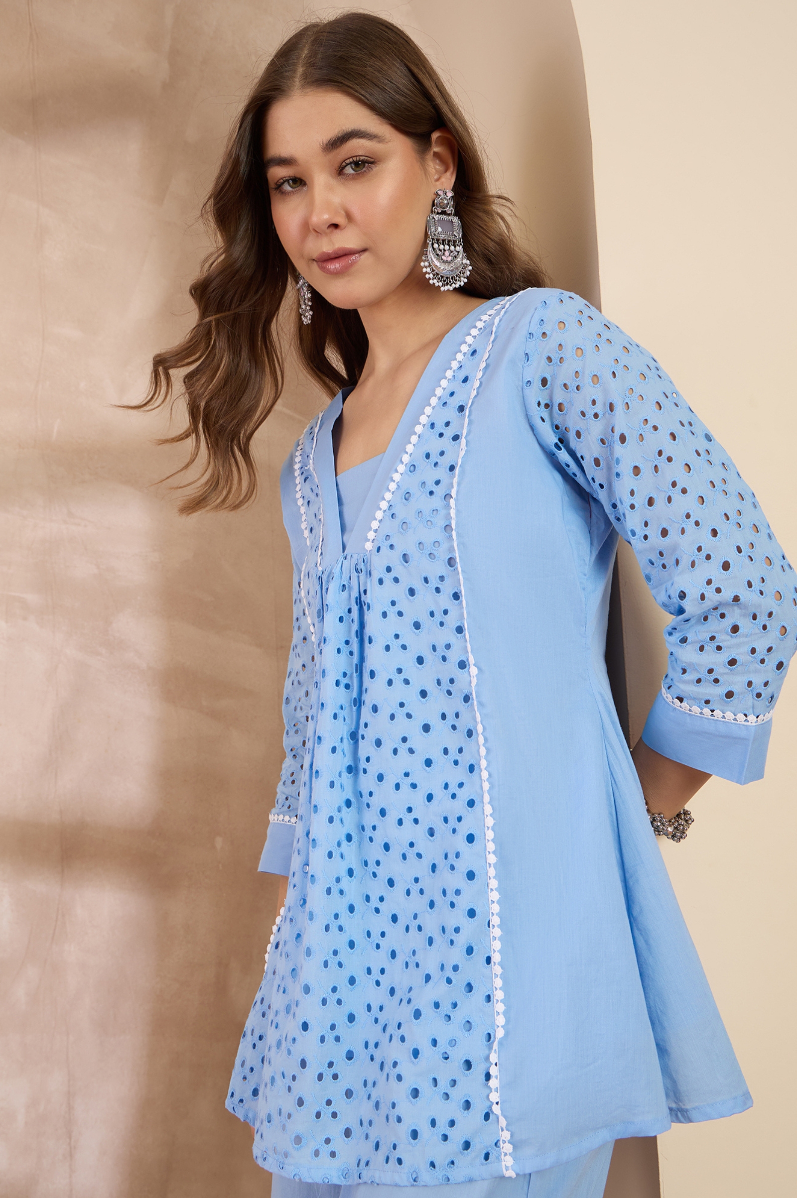 women-sky-blue-pure-cotton-schiffli-embroidered-tunic-co-ord-set