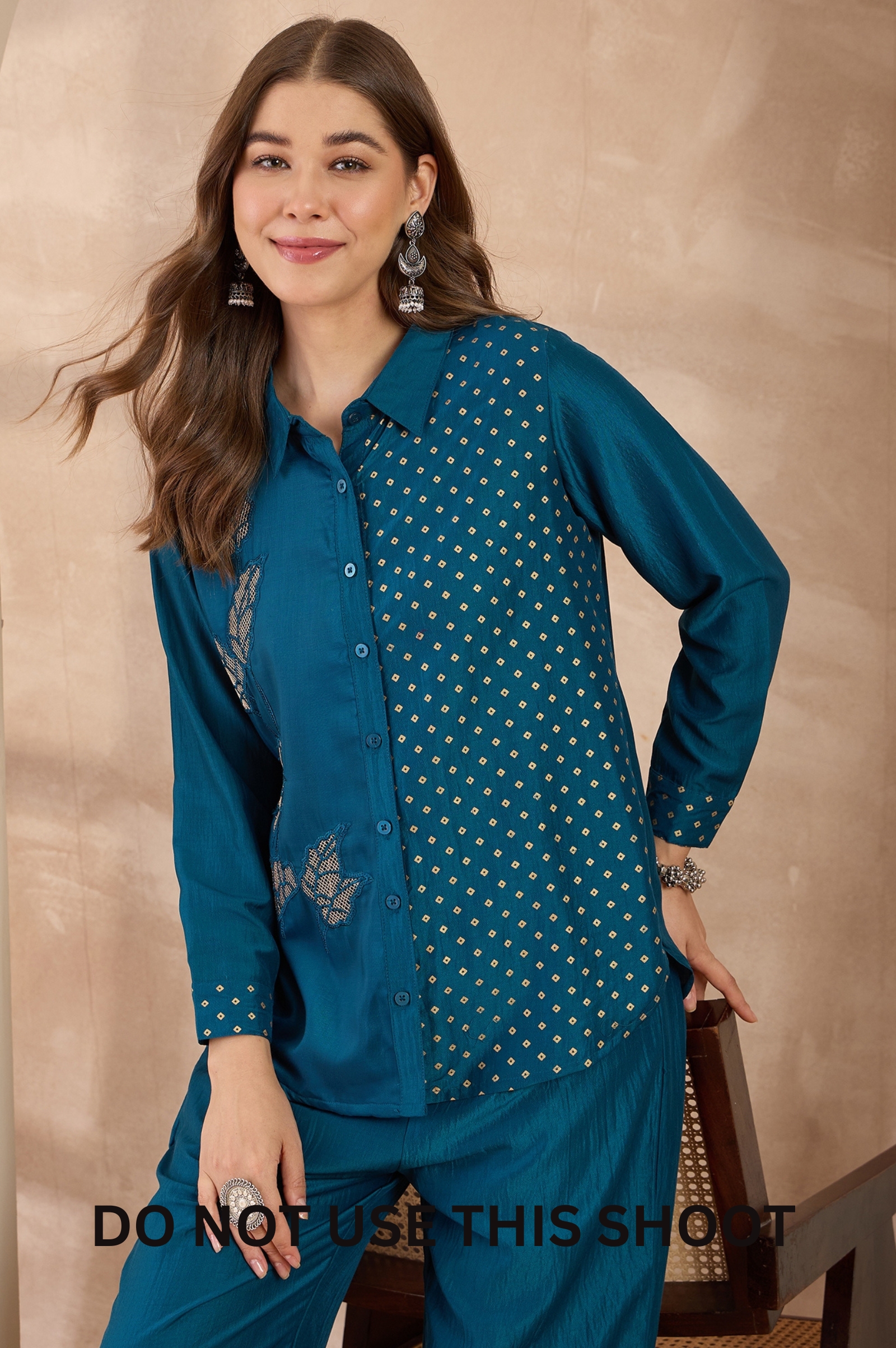 women-turquoise-blue-chinnon-embroidered-foil-work-shirt-pant-set